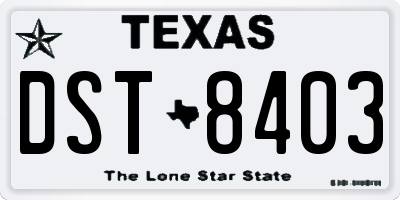 TX license plate DST8403