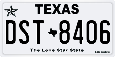 TX license plate DST8406