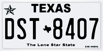 TX license plate DST8407