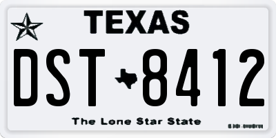 TX license plate DST8412
