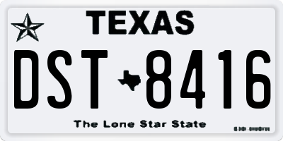 TX license plate DST8416