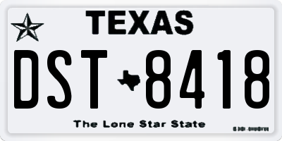 TX license plate DST8418