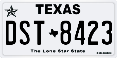 TX license plate DST8423