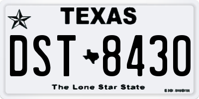 TX license plate DST8430