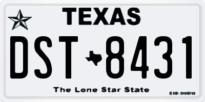 TX license plate DST8431