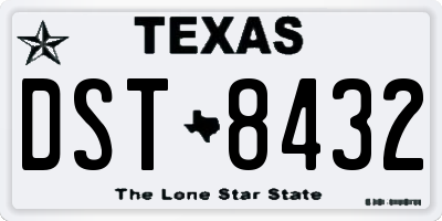 TX license plate DST8432
