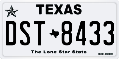 TX license plate DST8433