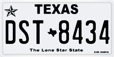 TX license plate DST8434