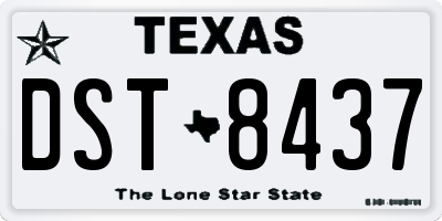 TX license plate DST8437