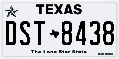 TX license plate DST8438
