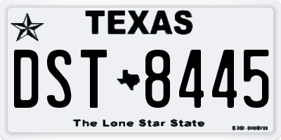 TX license plate DST8445