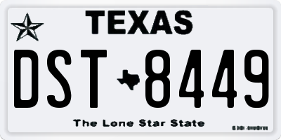 TX license plate DST8449