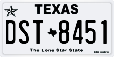 TX license plate DST8451