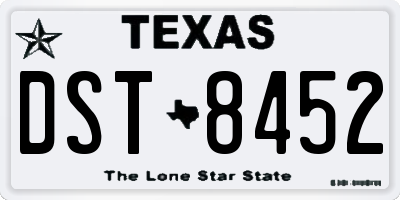 TX license plate DST8452