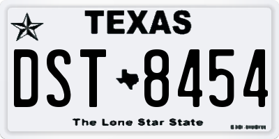 TX license plate DST8454