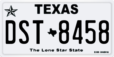 TX license plate DST8458