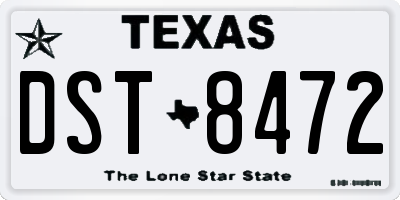 TX license plate DST8472