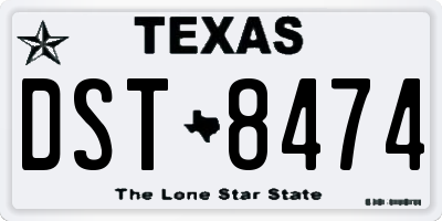 TX license plate DST8474