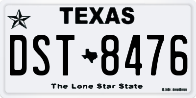 TX license plate DST8476