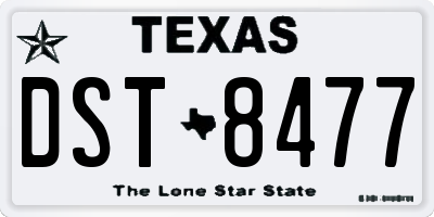 TX license plate DST8477