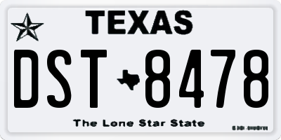 TX license plate DST8478
