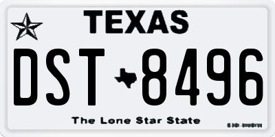 TX license plate DST8496