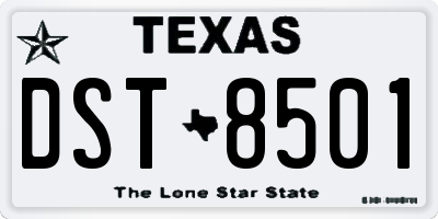 TX license plate DST8501