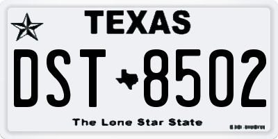 TX license plate DST8502