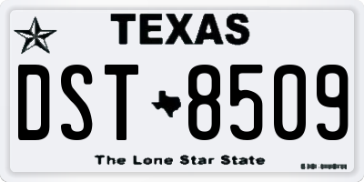 TX license plate DST8509