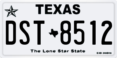TX license plate DST8512