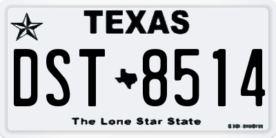 TX license plate DST8514