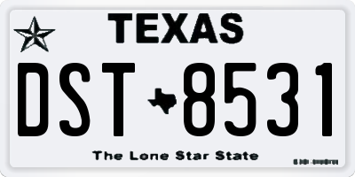 TX license plate DST8531