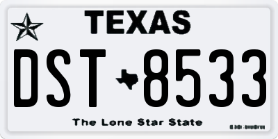 TX license plate DST8533