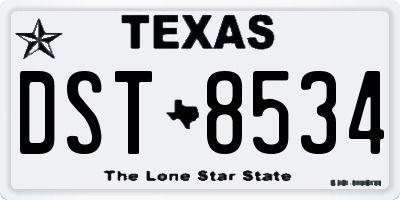 TX license plate DST8534