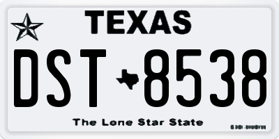 TX license plate DST8538