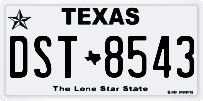 TX license plate DST8543