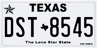 TX license plate DST8545