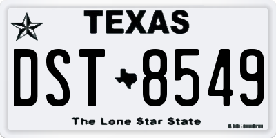 TX license plate DST8549