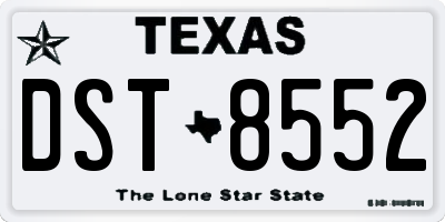 TX license plate DST8552