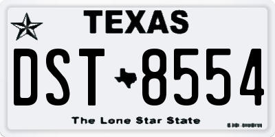 TX license plate DST8554