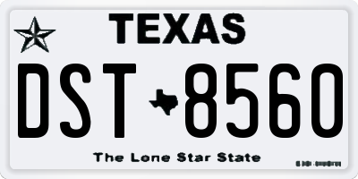TX license plate DST8560