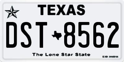 TX license plate DST8562