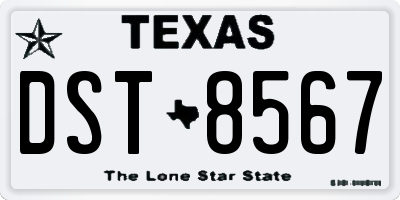 TX license plate DST8567