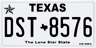 TX license plate DST8576