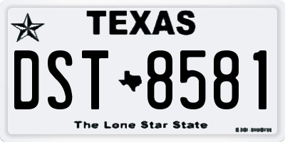 TX license plate DST8581