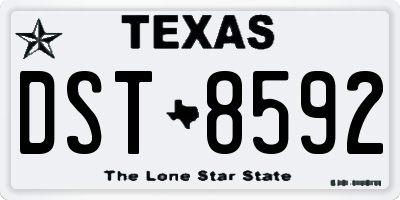 TX license plate DST8592
