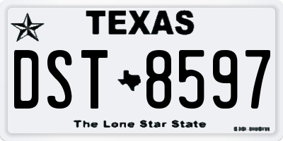 TX license plate DST8597