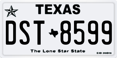 TX license plate DST8599