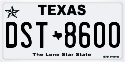 TX license plate DST8600