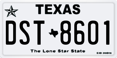 TX license plate DST8601